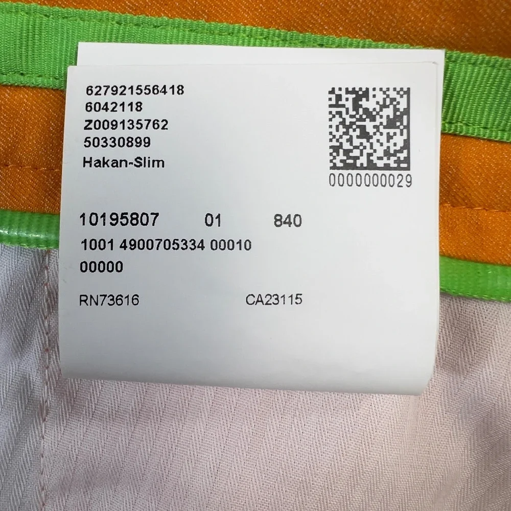 Hugo Boss Golf Pants Men 34 Orange Hakan Technical Stretch Chino Tech Athleisure